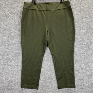 Express Pants Womens 2XL Green Ponte Pant Stretch Pull On Work Ankle Career